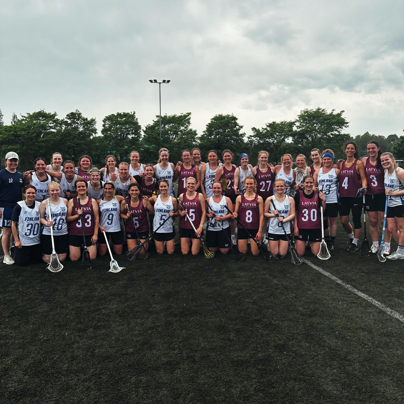 The Women’s National field team @finlaxwomen hosted a friendly scrimmage against the Latvian Women’s National team @lat_wlax in preparation for the upcoming EC in July? #womenslacrosse #wlax #lacrosse #ec @europeanlacrosse #roadtobraga #finlax #finlaxwomen #latvialacrosse