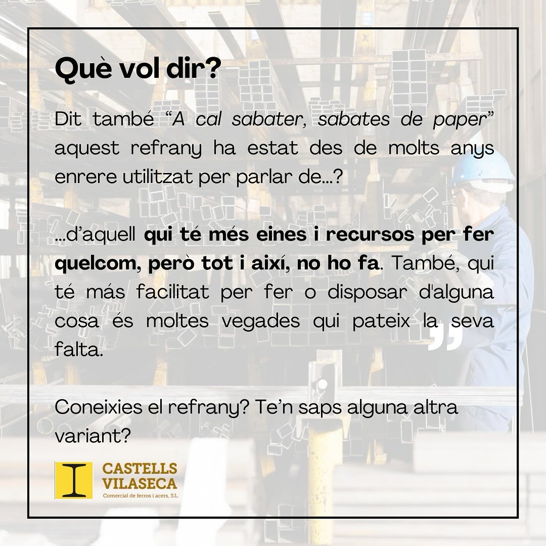 A CAL FERRER, GANIVET DE FUSTA! 🔪🪵Si quelcom té d’especial la nostra llengua, és la riquesa que ens donen els refranys i les frases fetes. Per això, és tan important, seguir utilitzant-les, i no deixar que es perdin entre tots els neologismes. 💛 Coneixíeu el refrany? O potser alguna versió?