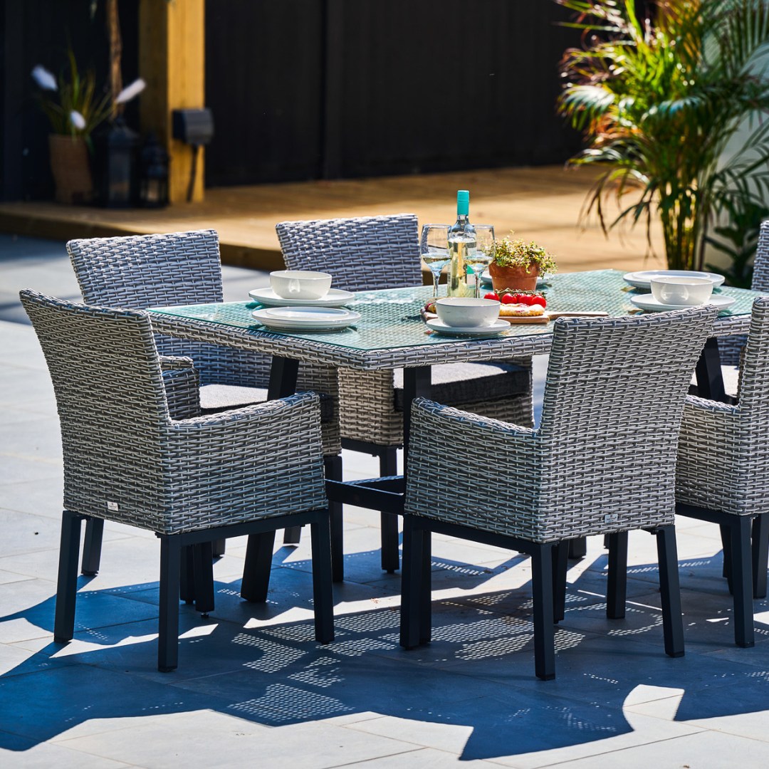 Our Catalonia dining sets are sculpted from a robust aluminium frame to ensure ultimate stability, and the tables are topped with clear tempered glass, uniquely revealing the weave underneath.
#cataloniacollection #catalonia #diningset #outdoor #furniture #outdoorfurniture