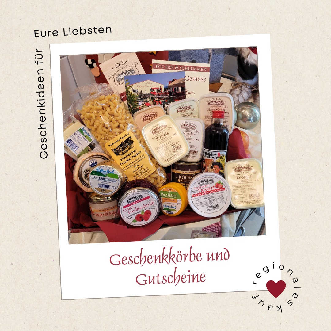 Der Geschenkecountdown läuft – noch 9 Tage bis Weihnachten... ?
Euch fehlen noch Weihnachtsgeschenke für eure Liebsten? Dann haben wir da was für Euch! �Auch dieses Jahr packen wir wieder liebevoll unsere ?????????ö??? ❤️? mit köstlichen Leckereien aus unserem #Landlädchen. Ob für den Feinschmecker, den Genießer oder den Liebhaber regionaler Produkte – hier ist für jeden etwas dabei.
– ??? ??????? ?????????? –
Hausmacher Kochkäs´
Odenwälder Schobbekäs´
Fitness Creme
Hausmacher Kräuterquark
Hausmacher Meerrettich Creme
Omas Fruchtaufstrich
BIO Erdbeer-Dessert
– ??? ??????? ?????????? ????????? –
Käse, Wurst, Nudeln, Schnäpse u.v.m.
✅ Vorbestellungen nehmen wir gerne telefonisch unter 06253 4555 entgegen oder kommt uns in unserem Landlädchen besuchen und entdeckt die kulinarische Vielfalt unserer Region direkt vor Ort.
➡️ … und für alle Unentschlossen: ?????????? ????'? ????!
Kommt uns in unserem Landlädchen besuchen und entdeckt die kulinarische Vielfalt unserer Region.
????????? – ??????????? – ?????ß??!
Wir freuen uns auf Euch ❤️
Odenwälder Kochkäserei Lauten-Weschnitzer-Str. 11, 64658 Fürth
Unsere Öffnungszeiten:
Di. + Mi. von 9:00 – 13:20 und 14:30 – 17:30 Uhr
Do. + Fr. von 9:00 – 18:00 Uhr
Sa. von 09:00 – 14:00 Uhr
https://www.kochkaeserei.de/
#geschenkkörbe #Gutschein #kochkäsereirettig #odenwaldliebe #weihnachten #Geschenke #schenkfreude #kaufregional #kauflokal #gutesausderheimat #odenwald #fürthodenwald