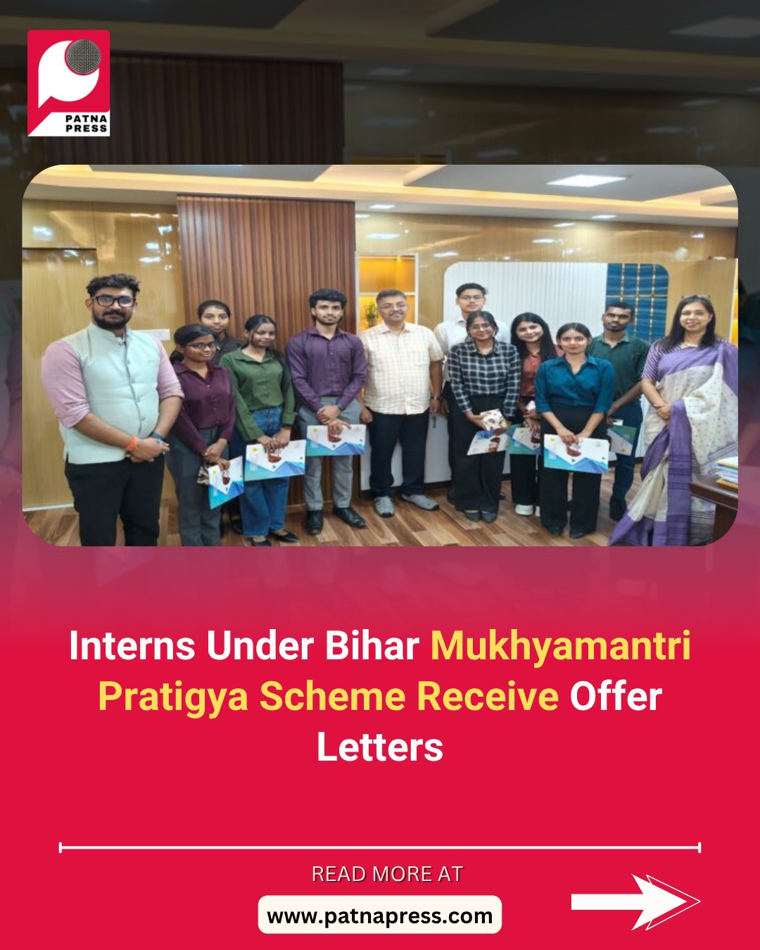 ✨ Boost for Youth in Bihar!
Under the Mukhyamantri Pratigya Internship Scheme, 11 young candidates have received offer letters, marking a step forward in empowering youth with real-world governance experience. 📄🎯
Implemented by the Bihar Skill Development Mission, this initiative blends academic learning with hands-on exposure across administrative processes. From full-stack development to policy research, selected interns bring diverse skills to the table. 💼📊
The six-month internship aims to shape future professionals by promoting practical learning, ethics, and active participation in public administration. 🌱
A strong move towards building skilled talent and encouraging youth involvement in governance!
#Bihar #Patna #Internship #YouthEmpowerment #SkillDevelopment #BSDM #GovernmentJobs #CareerGrowth #PublicAdministration #Opportunities #IndiaNews #PatnaPress ✨ Boost for Youth in Bihar!
Under the Mukhyamantri Pratigya Internship Scheme, 11 young candidates have received offer letters, marking a step forward in empowering youth with real-world governance experience. 📄🎯
Implemented by the Bihar Skill Development Mission, this initiative blends academic learning with hands-on exposure across administrative processes. From full-stack development to policy research, selected interns bring diverse skills to the table. 💼📊
The six-month internship aims to shape future professionals by promoting practical learning, ethics, and active participation in public administration. 🌱
A strong move towards building skilled talent and encouraging youth involvement in governance!
#Bihar #Patna #Internship #YouthEmpowerment #SkillDevelopment #BSDM #GovernmentJobs #CareerGrowth #PublicAdministration #Opportunities #IndiaNews #PatnaPress