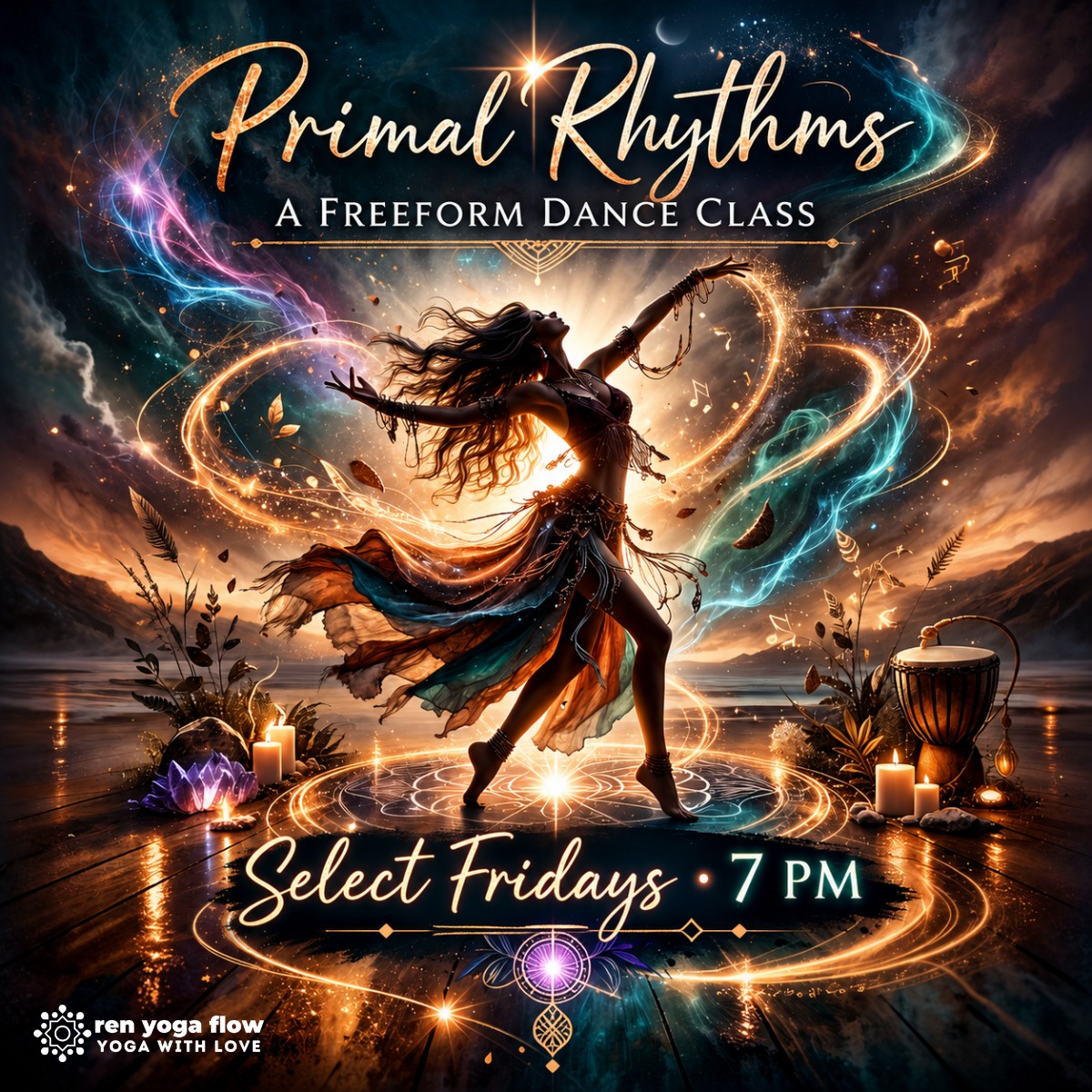 Tomorrow night, we dance.
Not to impress anyone.
Not to get every movement right.
Not to prove that we are coordinated, graceful, confident, or fearless.
We dance to come back to ourselves.
To shake loose some of what the week placed on our shoulders. To make room for emotion. To reconnect with joy. To remember the freedom we felt before we learned to be embarrassed by our own movement.
Come awkward. Come nervous. Come curious.
Come exactly as you are.
Primal Rhythms: A Freeform Dance Class
Tomorrow, August 28
7:00–8:00 p.m.
Ren Yoga Flow & Healing
Sign up here:
https://momence.com/l/LbhO9Dml
#PrimalRhythms #TomorrowWeDance #FreeformDance #DanceFreely #MovementMedicine #EmotionalRelease #BodyFreedom #PuebloEvents #PuebloColorado #RenYogaFlow