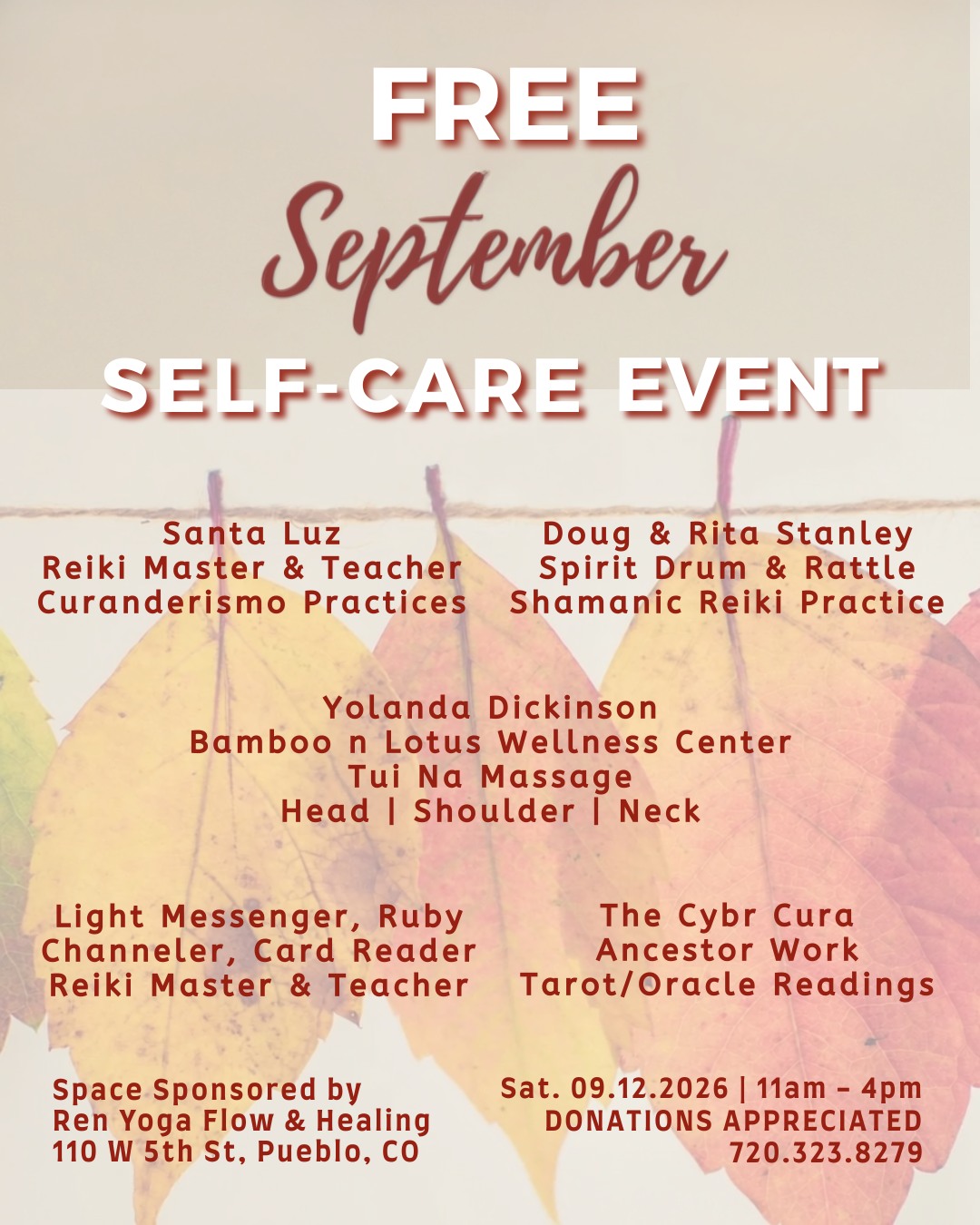 Yolanda Dickinson of Bamboo n Lotus Wellness Center will be offering tui na massage for head, shoulder, and neck at the free self-care event. this kind of hands-on healing is such a gift to receive, especially when it's offered freely to the community