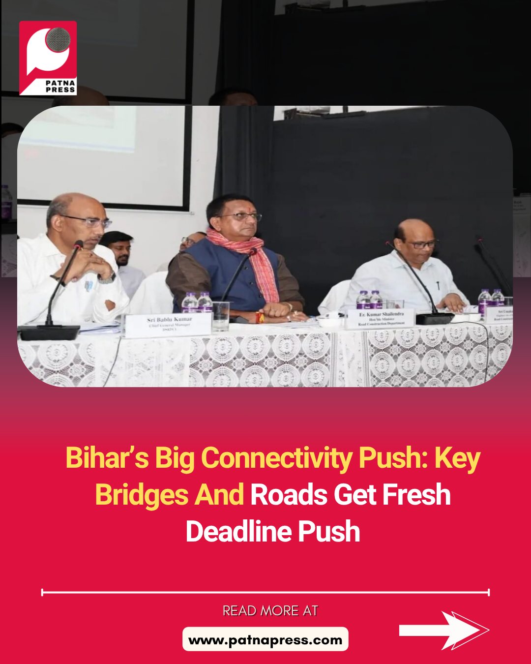 🚧 Bihar Reviews Major Road & Bridge Projects
The Kacchi Dargah-Bidupur Bridge reaches 100% progress, while Bakhtiyarpur-Tajpur Bridge stands at 70% as the government pushes faster project completion.
#BiharNews #Patna #RoadDevelopment #Infrastructure #GangaBridge #BiharUpdates #RoadProjects #Connectivity 🚧 Bihar Reviews Major Road & Bridge Projects
The Kacchi Dargah-Bidupur Bridge reaches 100% progress, while Bakhtiyarpur-Tajpur Bridge stands at 70% as the government pushes faster project completion.
#BiharNews #Patna #RoadDevelopment #Infrastructure #GangaBridge #BiharUpdates #RoadProjects #Connectivity