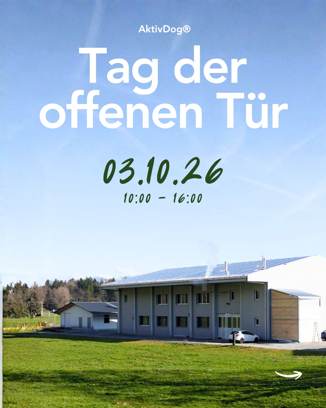 SAVE THE DATE!🥳Wir freuen uns sehr, euch zu unserem allerersten Tag der offenen Tür einzuladen!An diesem besonderen Tag öffnen wir zum ersten Mal unsere Tore und geben euch die Möglichkeit, unsere Hundefutterproduktion ganz aus der Nähe zu erleben. Ihr seht, welche Zutaten wir verwenden, wie unsere Produktion abläuft, und bekommt einen ehrlichen Einblick in das, was hinter jeder Schale AktivDog-Futter steckt.Es warten zudem spannende Aktivitäten für Mensch und Hund! 👀Wir freuen uns auf euch!#aktivdog #hundefutter #tagderoffenentuer