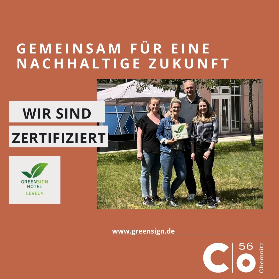 ?/??? ?????????????? ????? ??? ??????
Hast du einen grünen Daumen? Versuchst du nachhaltiger zu leben, Plastik zu vermeiden und regionaler einzukaufen?
Dann bist du im c/o56 Chemnitz genau richtig, denn wir sind ab sofort nach dem international anerkannten GreenSign Standard zertifiziert. Mit der zweithöchsten Stufe sind wir in der Region weit und breit das