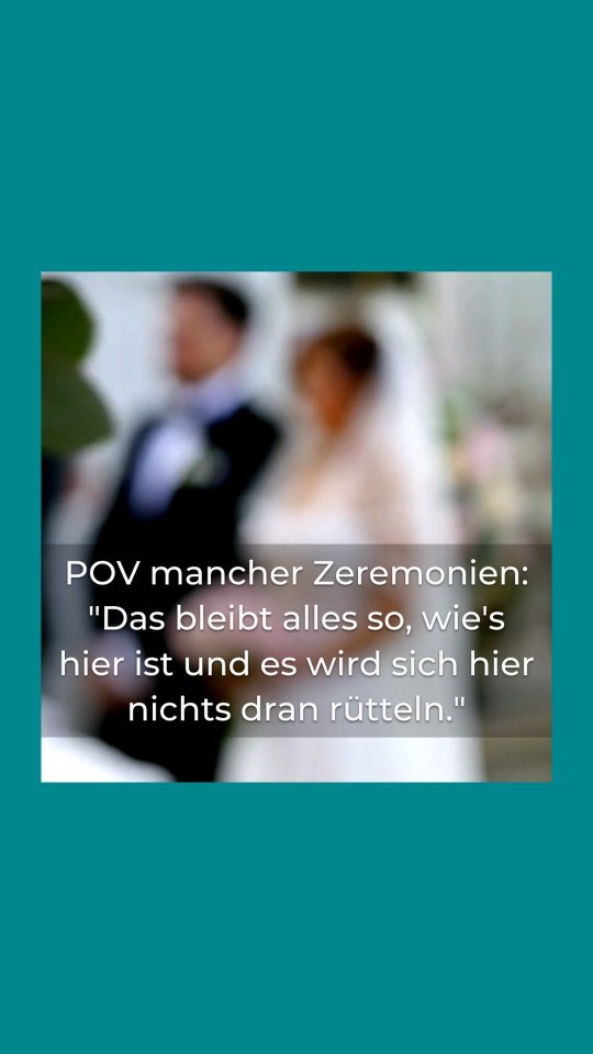*Das bleibt alles so, wie’s hier ist…*
… ist das vermeintliche Motto mancher Zeremonien.
Wenn ihr auf meinem Profil gelandet seid, habt ihr wahrscheinlich aber keine Lust auf eine Trauung, die nach festgelegten Regeln abläuft, steif und unflexibel ist.
Sondern, ihr interessiert euch für eine freie Trauung. Herzlichen Glückwunsch dazu, dass ihr eure Hochzeit so feiert, wie es zu euch passt und wie ihr es euch wünscht!
Tipp: sagt mir als eurer Rednerin immer ganz offen, was eure Wünsche und Vorstellungen sind und ich werde sie erfüllen!
#tv #realitytv #trashtv #rtl2 #zeremonie #allesbleibtwieesist #frauentausch #andreas #regeln #hochzeit #wedding #braut #love #bride #heiraten #liebe #bridetobe #weddingday #weddinginspiration #brautpaar #hochzeitsinspiration #verlobung #hochzeitsdeko #freietrauung #party