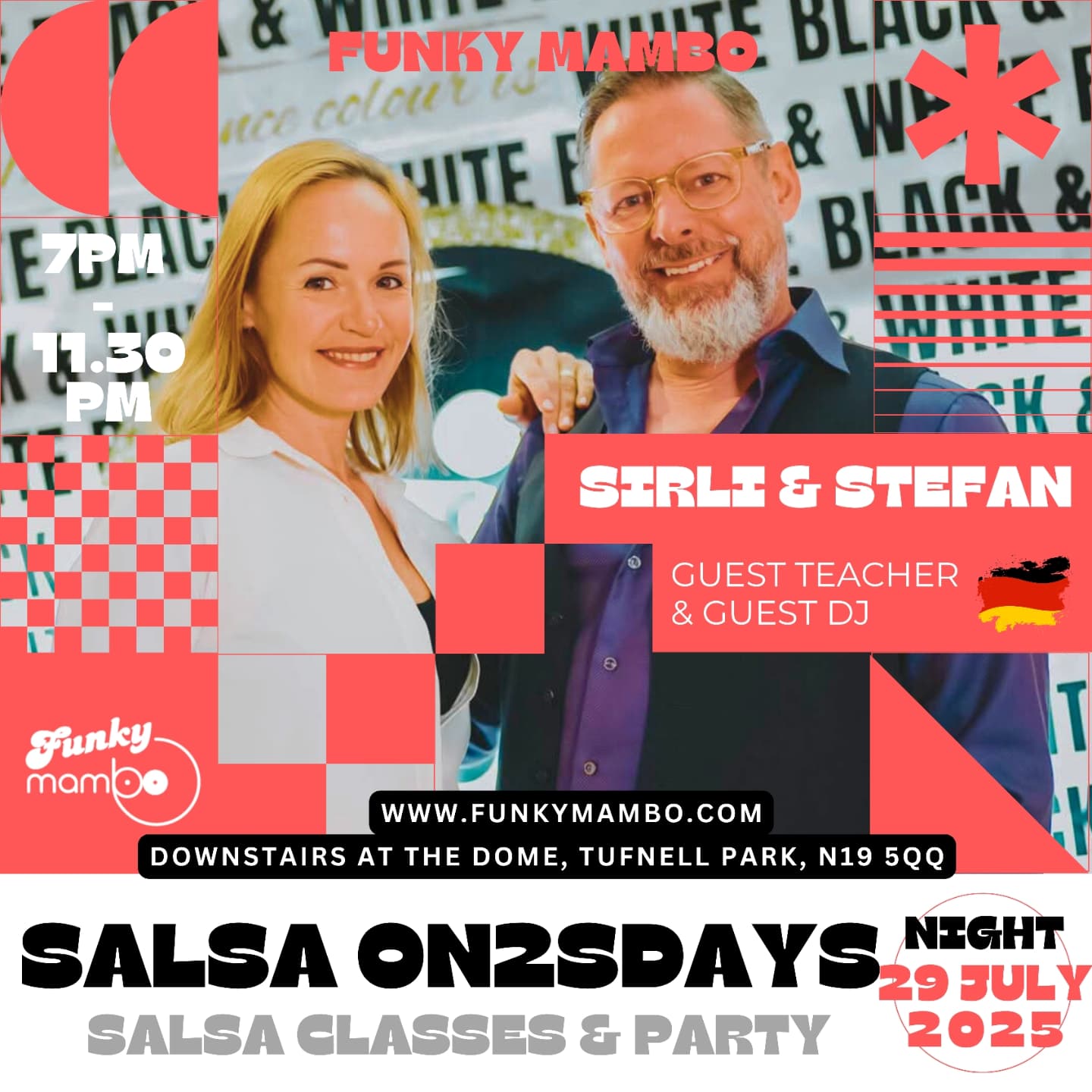 This Tuesday, 29th July, we're back at our usual spot, DOWNSTAIRS AT THE DOME in Tufnell Park! ❤️
We've got super cool international guests, Sirli (teaching Shines & Level 4 Partner Work) and DJ Stefan, plus our DJ Josh will be spinning tunes. ???
7.00 Door opens
7.10 Fiundation & Shines Classes
7.45 Level Assessment
8.00 Partner Work Classes
9.00 Social till 11.30
✨️Every Tuesday is a special day of the week. ? Join us.
#Dance #Music #Guests #Tuesdays #Party ? #Salsa #SalsaOn2 #Mambo #SalsaClsss #SalsaClasses #Salsa4AllLevels #BeginnersSalsa #SalsaSocial #SalsaDancing #TufnellPark #London #LondonSalsa #MamboNight