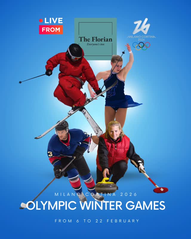 ❄️? The Winter Olympics are almost here! Catch all the action live on our TVs in the common areas at The Florian Hotel.?⛷️
Come relax, charge your car, and enjoy drinks at the bar ? or tasty bites and meals from our restaurant ?️ while you watch your favorite athletes in action. ⛸️??
? Restaurant Opening hours:
Monday–Friday: Bar 16:00–22:30 / Kitchen 17:30–21:30
Saturday–Sunday: Bar 14:00–22:30 / Kitchen 17:30–21:30
? Join us from 6–22 February — we’re open 24 hours!
#WinterOlympics #LiveSports #TheFlorianHotel #FoodAndDrinks #Olympics2026