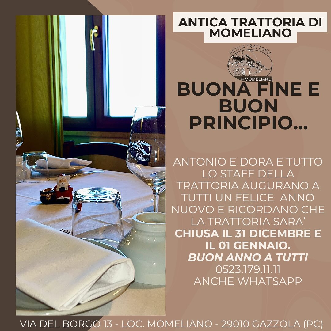 31 DICEMBRE E 01 GENNAIO CHIUSI … BUON ANNO !!! ??