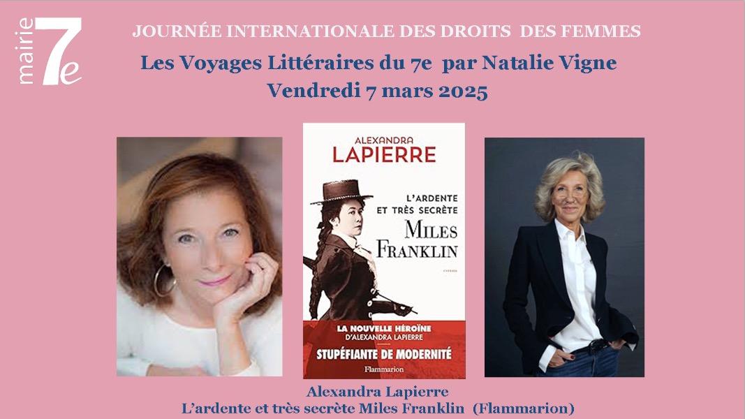 ÉVÉNEMENT : VENDREDI 7 MARS 2025 À L'OCCASION DE LA JOURNÉE INTERNATIONALE DU DROIT DES FEMMES .
C’est avec beaucoup de joie que je vous fais part de la naissance d’une collaboration avec la Mairie du 7e arrondissement de Paris , qui me fait l’honneur de me donner toute latitude pour mettre en place des soirées littéraires hors les murs.
Le principe est d’exalter l’ADN des soirées littéraires que vous connaissez, tout en mettant en valeur le patrimoine culturel du 7e arrondissement.
C’est ainsi que nait ce nouveau projet : Les Voyages Littéraires du 7e par Natalie Vigne.
La première soirée aura lieu le vendredi 7 mars 2025 à la mairie du 7e arrondissement à l’occasion de la journée internationale du droit des femmes .
AUTEURE INVITÉE : ALEXANDRA LAPIERRE : L’ARDENTE ET TRES SECRETE MISS FRANKLIN (FLAMMARION ).
THÉME DE LA SOIRÉE : LES DESTINS DE FEMMES EXCEPTIONNELLES OUBLIÉES ET LES FEMMES DANS L’ART
En dernière partie de mon entretien avec Alexandra Lapierre interviendra un spécialiste de Camille Claudel du Musée Rodin, l’occasion pour moi de faire dialoguer l’auteure avec lui et d’évoquer le destin exceptionnel de Camille Claudel.
À cette occasion, le musée Rodin vous offrira un accès gratuit au musée et en particulier à la salle consacrée à Camille Claudel.
Pour cette grande première :entrée libre sur inscription . Pour vous inscrire : rachida.dati@paris.fr #lessoireeslitterairesdenatalie #confidenceslitteraires #salonlitteraire #litterature #litteratureetmusique #natalieinthemoodforbooks #natalievigne #confessionslittéraires
#lesvoyageslittérairesdu7eparnatalievigne#mairiedu7eme
Modifié · 7 min
