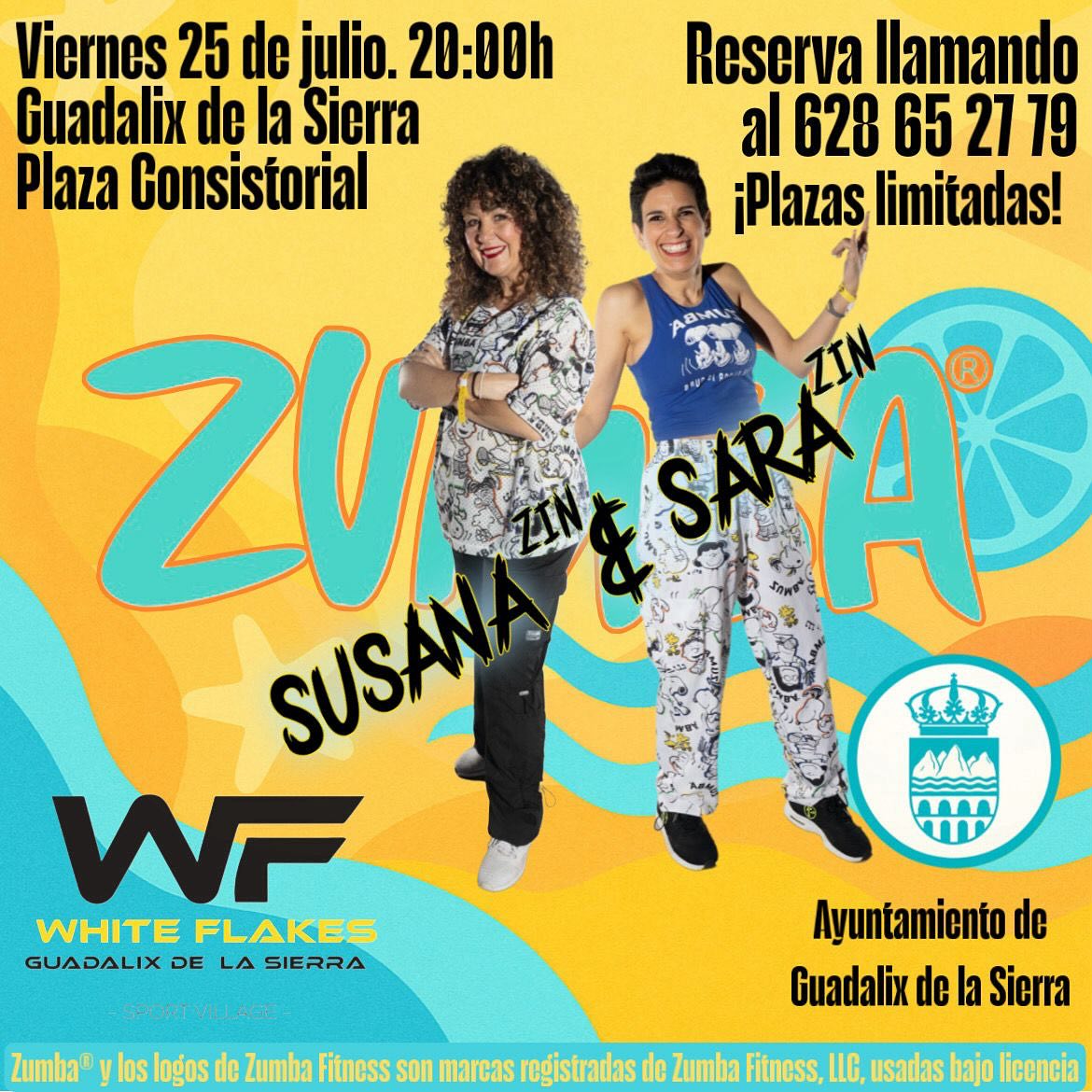 ? Este viernes 25 de julio a las 20:00, os esperan nuestras instructoras de Zumba en la plaza consistorial?
Ven a disfrutar de las mejores canciones y los mejores bailes en esta masterclass de verano ??
Para reservar tu plaza, solo tienes que llamar al 628 65 27 79 ?
¡Os vemos este viernes! ??
@aytoguadalixdelasierra
#zumba #venydisfruta #planazo