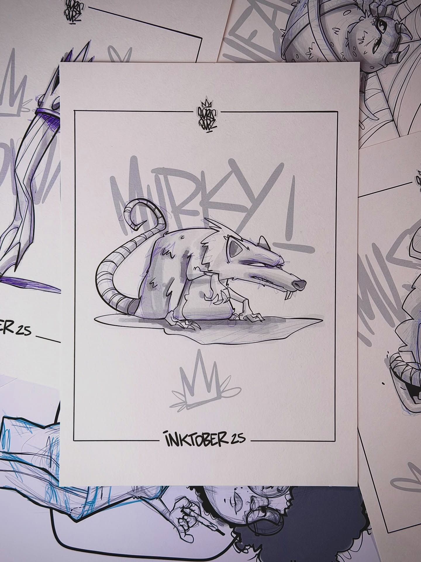 « MURKY »
Le mot du jour : Murky !
#inktober25 #character_design #rats #illustration #procreate #murky