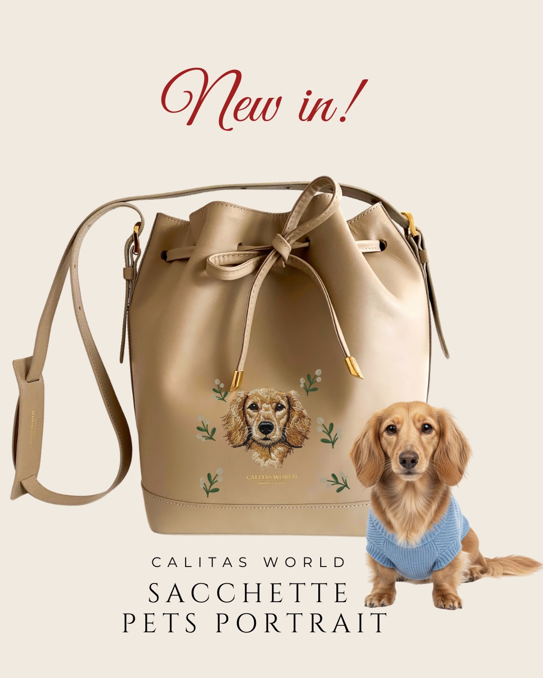Our Calitas Sacchette Bag Pets Portrait arrives in the softest beige genuine leather, elegant, timeless, and effortlessly chic. A beautifully balanced silhouette designed for days that unfold gracefully and evenings that feel quietly special. ✨?↔️✨?✨?✨❤️
What makes it truly unforgettable
Your beloved pet, delicately embroidered with care and intention, transforming each bag into a piece that is uniquely yours. Not printed. Not generic. A portrait stitched to last, and to be loved. ??❤️
This is luxury with meaning.
Soft, personal, and subtly emotional.
A bag that feels intimate, refined, and unmistakably Calitas. ✨?
Because true elegance is personal.
And the most beautiful details are the ones that stay with you. ?✨
✨?↔️❤️?✨?????
