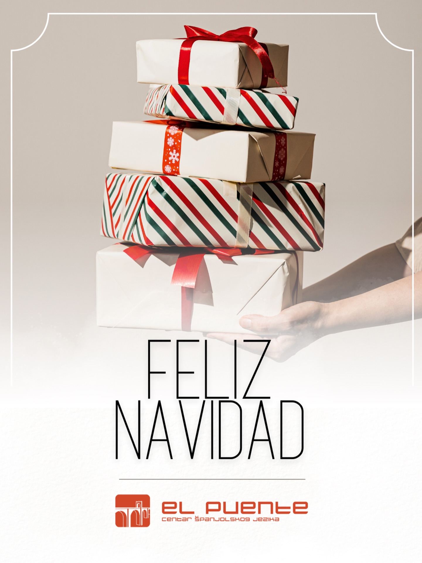 Dragi naši,
svima koji slave Božić želimo puno smijeha, topline, dobre hrane i još boljeg društva ❤️
Neka vas blagdani napune energijom, a Nova godina donese nove prilike, nova znanja i puno malih pobjeda – con alegría y sin prisa.
Odmorite, napunite baterije i vidimo se opet 7.1., spremni za nove ciljeve, nove riječi i nove uspjehe – ¡vamos! 🇪🇸
Sretni blagdani i sretna Nova!
Vaš El Puente tim
.
.
.
#ElPuente #ŠpanjolskiJezik #SretniBlagdani #Božić Dragi naši,
svima koji slave Božić želimo puno smijeha, topline, dobre hrane i još boljeg društva ❤️
Neka vas blagdani napune energijom, a Nova godina donese nove prilike, nova znanja i puno malih pobjeda – con alegría y sin prisa.
Odmorite, napunite baterije i vidimo se opet 7.1., spremni za nove ciljeve, nove riječi i nove uspjehe – ¡vamos! 🇪🇸
Sretni blagdani i sretna Nova!
Vaš El Puente tim
.
.
.
#ElPuente #ŠpanjolskiJezik #SretniBlagdani #Božić