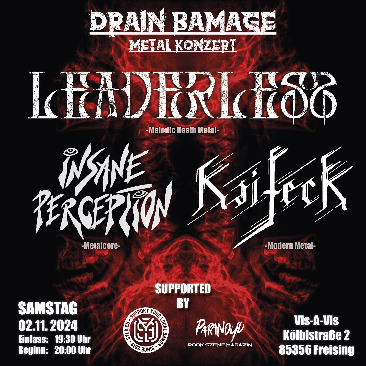 ~Die nächste Live-Show steht vor der Tür! Am 02.11.2024 spielen wir wieder in Freising im wunderbaren @juz_vis_a_vis mit brachialer Verstärkung durch die Jungs von @officialkaifeck und @insaneperceptionband aus dem schönen Baden-Württemberg! Save the Date!
See you.
Supported by:
@paranoyd_magazin
@sylb.supportyourlocalbands
~feel free to share~
#livemusic #gig #concerts #heavymetalmusic #freising #undergroundmetal #melodicdeathmetal #metalcore #modernmetal #supportundergroundmusic #metalband