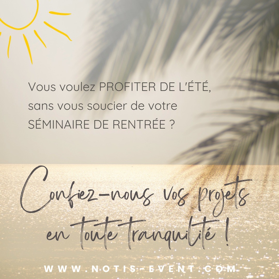 Profitez de l'été ?
Et confiez-nous vos projets !
#agenceevenementielle #agence #agency #professionnel #professional #organisation #event #événement #eventplanner #événementiel #corporateevent #evenemententreprise #entreprise #séminaire #work #partage #teambuilding #aixenprovence #paca #france #summer #été #picoftheday #notisevent