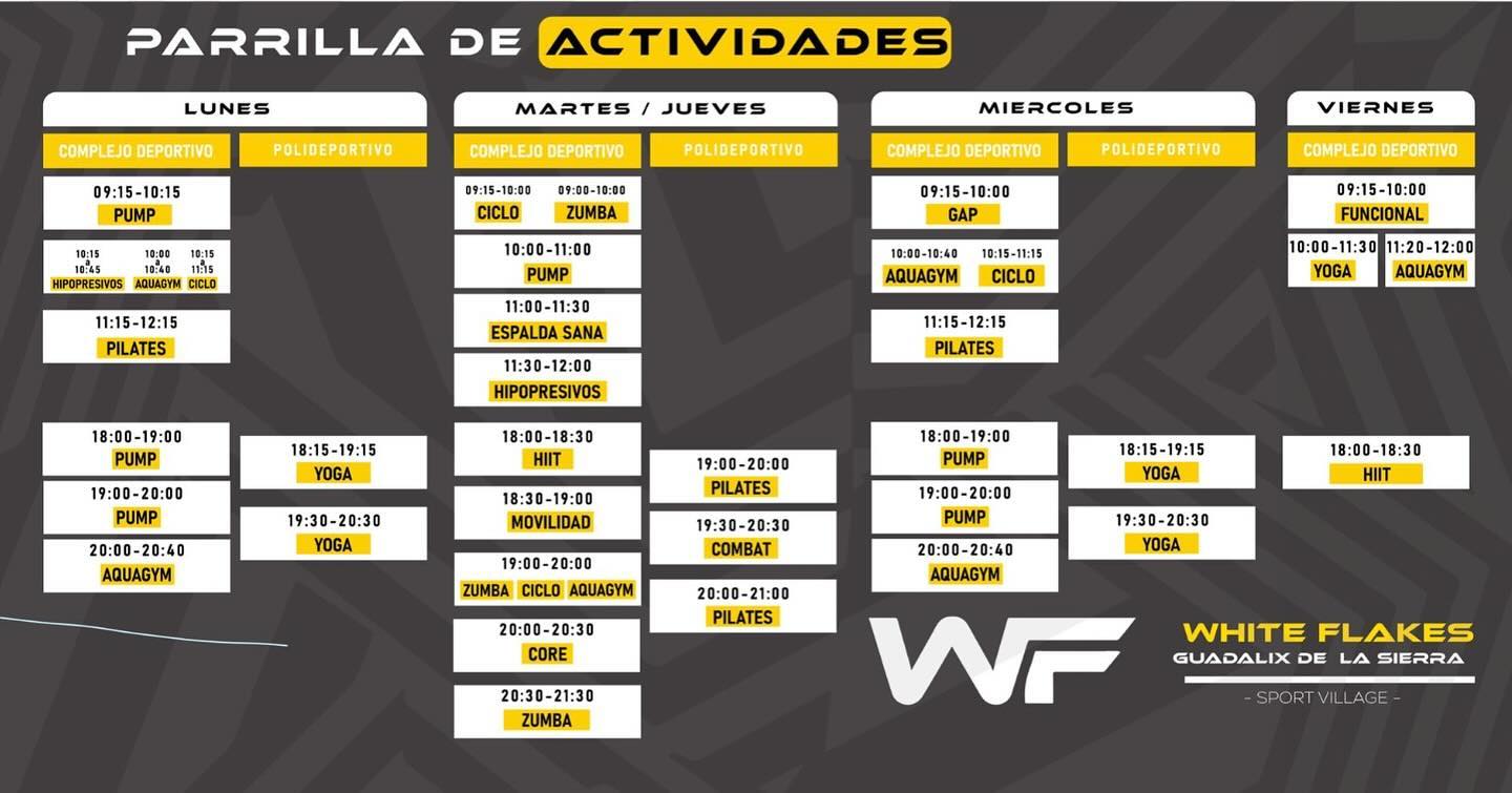 ? NUEVA PARRILLA DE ACTIVIDADES COLECTIVAS ?
Cambios que hemos realizado para este mes:
MAÑANAS:
- Los lunes a primera hora la actividad será Pump en vez de GAP, y comenzará 9:15 ??♂️
- Las clases de Ciclo Indoor de lunes y miércoles comenzarán a las 10:15 ?
- Traemos de vuelta el Pilates de las mañanas (lunes y miércoles a las 11:15) al complejo deportivo ??
- La clase de hipopresivos de los lunes se adelanta a las 10:15 ??
- Añadimos hipopresivos martes y jueves a las 11:30 ??
- Actividad de Zumba los martes y jueves a las 9:00 ??
TARDES:
- Añadimos clase de Pump a las 18:00 de lunes y miércoles debido al alto aforo ??♂️
- Suprimimos por el momento Pilates de lunes y miércoles a las 20:00 por falta de personal (estamos trabajando en nuevas incorporaciones) ??
- La clase de Zumba de los martes y jueves a las 19:00, se desarrollará en el complejo deportivo ??
- Trasladamos Combat al Pabellón polideportivo ?
- Adelantamos Movilidad a las 18:30 ?
- Adelantamos Ciclo Indoor de martes y jueves a las 19:00 ??
- Retrasamos la clase de Core de las 18:30 a las 20:00 ?
- Añadimos clase de HIIT los viernes a las 18:00 ???
¡Comparte esta publicación con tus compañeros y compañeras de clase! ??
⚠️ PROXIMAMENTE SE HABILITARÁ NUESTRA APP PARA RESERVAR TU PLAZA ⚠️
⚠️ Pregunta en recepción si estas dado de alta y al corriente de pago en nuestro software antes de poder reservar ⚠️
Agradecemos vuestra paciencia ??
Seguimos trabajando para darte el mejor servicio ?
#eldeportequetemereces