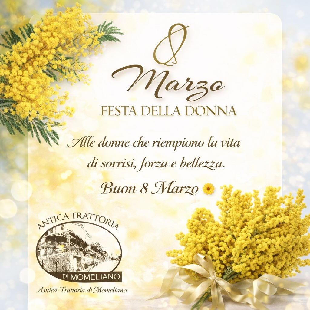 Alle donne che riempiono la vita di sorrisi, forza e bellezza.
Oggi celebriamo la vostra energia, la vostra sensibilità e tutto ciò che rendete speciale ogni giorno.
Buon 8 Marzo a tutte le donne.
Un caro augurio da
Antica Trattoria di Momeliano ?
#festadelladonna
#8marzo
#anticatrattoriadimomeliano
#momeliano
#collipiacentini