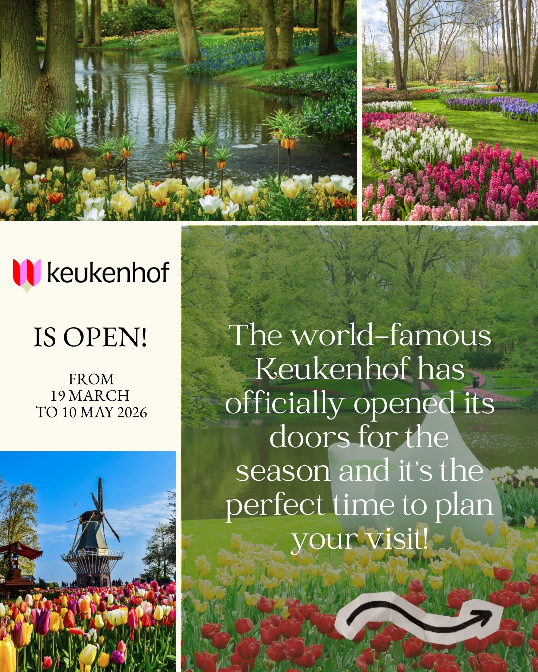 The grand opening of Keukenhof is happening today!!! ?✨
Renowned as one of the world’s most spectacular spring gardens, with over 7 million tulips and blooms each season ?? From Dutch Sounds music weekends ? to the vibrant Freesia & Chrysanthemum shows and the charming Oud-Hollands Weekend ??—there’s something magical in every corner.
A must-visit for flower lovers and photographers ?, this limited seasonal experience is one you don’t want to miss!
Make it even better with a stay at The Florian Hotel, perfectly located with easy access to Keukenhof. If you’re planning your visit, don’t forget to secure your stay with us ?
#Keukenhof #TulipSeason #SpringInHolland #Garden #VisitAmsterdam