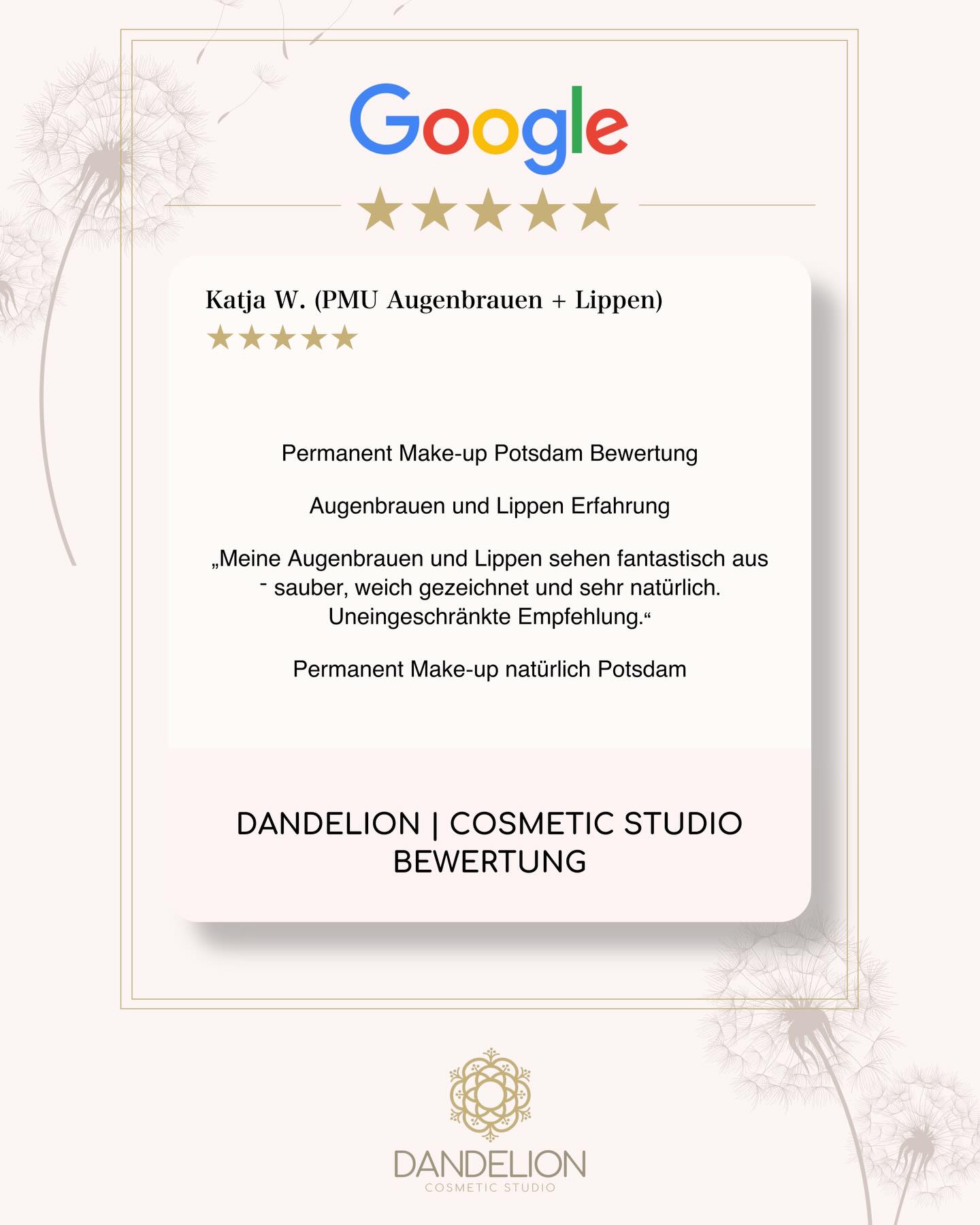 Permanent Make-up Potsdam Bewertung
Augenbrauen und Lippen Erfahrung
„Meine Augenbrauen und Lippen sehen fantastisch aus – sauber, weich gezeichnet und sehr natürlich. Uneingeschränkte Empfehlung.“
Permanent Make-up natürlich Potsdam