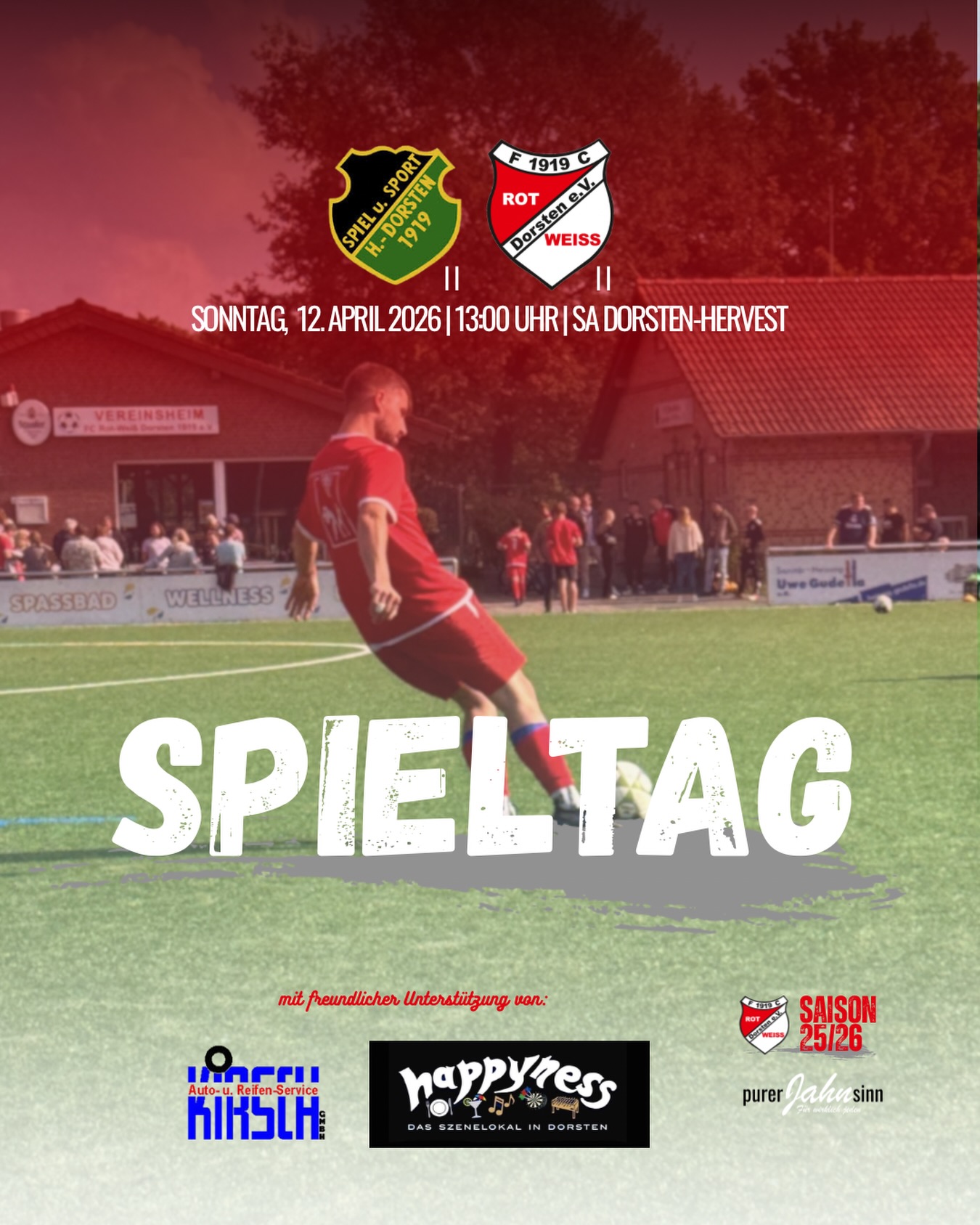 #thezwote auswärts bei SuS Hervest-Dorsten II gefordert. ⚽️
Am Sonntag (12.04.2026) heißt es wieder: Derby-Time! ?
Auch wenn beide Mannschaften in der Tabelle 29 Punkte trennen, ist klar: Solche Spiele haben ihre eigenen Gesetze.
Unsere Mannschaft ist hochmotiviert und will alles daransetzen, die drei Punkte mit nach Hause zu nehmen. ?
Kommt vorbei und unterstützt unser Team! ?