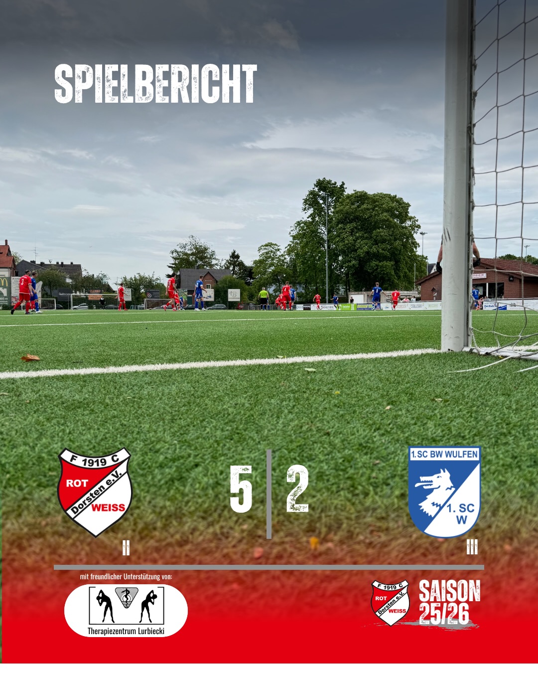 ?⚪ Starke zweite Hälfte bringt Heimsieg! ⚽?
#thezwote gewinnt ihr Heimspiel gegen 1. SC BW Wulfen III am Ende deutlich mit 5:2 (1:1)! ?
Der Start verlief gut:
⚽ 1:0 | 15‘ Dirk Berger
Doch Wulfen glich in der 28. Minute zum 1:1 aus. Danach entwickelte sich ein Spiel mit viel Kampf im Mittelfeld, beide Teams standen defensiv stabil und ließen wenig zu.
Nach der Pause dann der Rückschlag:
⚽ 1:2 | 69‘ Wulfen
Doch unsere Jungs reagierten sofort – und wie! ?
⚽ 2:2 | 72‘ Niko Doliwa
⚽ 3:2 | 76‘ Niklas Gandlau
In der Schlussphase machte #thezwote dann alles klar:
⚽ 4:2 | 89‘ Justin Bojert
⚽ 5:2 | 90+2‘ Dirk Berger
? Starke Moral, starke Reaktion und am Ende ein verdienter Heimsieg! ?⚪