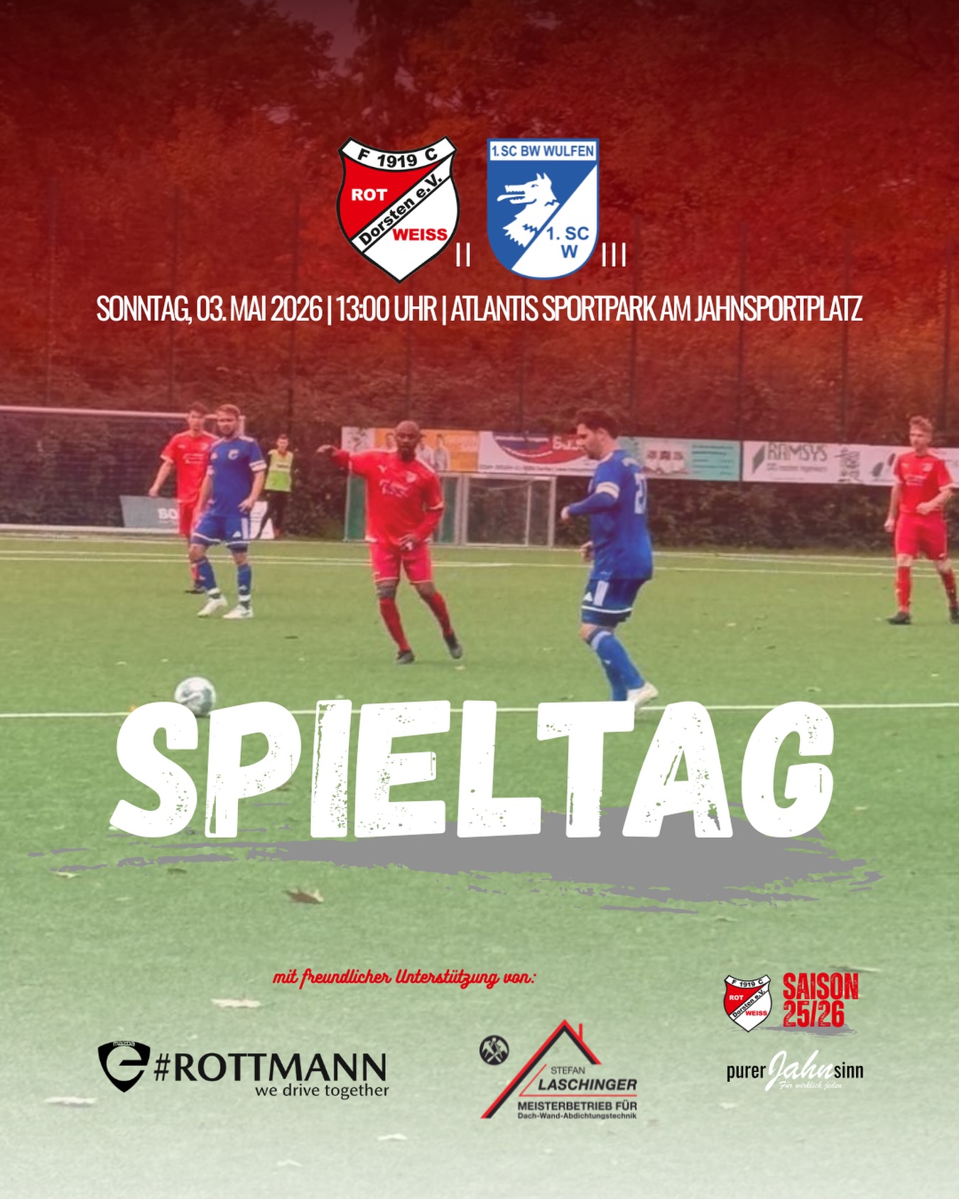 ?⚪ #thezwote zuhause gefordert! ⚽?
Unsere zweite Mannschaft empfängt am Sonntag den Tabellennachbarn 1. SC BW Wulfen III! ?
? Sonntag, 03.05.2026
? Anstoß: 13:00 Uhr
? Atlantis Sportpark am Jahnsportplatz
Nach zuletzt schwankenden Leistungen will das Team von Trainer Christian Gebhardt wieder mehr Konstanz zeigen und wichtige Punkte im Saisonendspurt holen. ?
? Das Hinspiel konnten unsere Jungs knapp mit 1:0 für sich entscheiden.
Alles deutet auf ein enges, intensives und spannendes Spiel hin!
? Kommt vorbei und unterstützt #thezwote! ?⚪