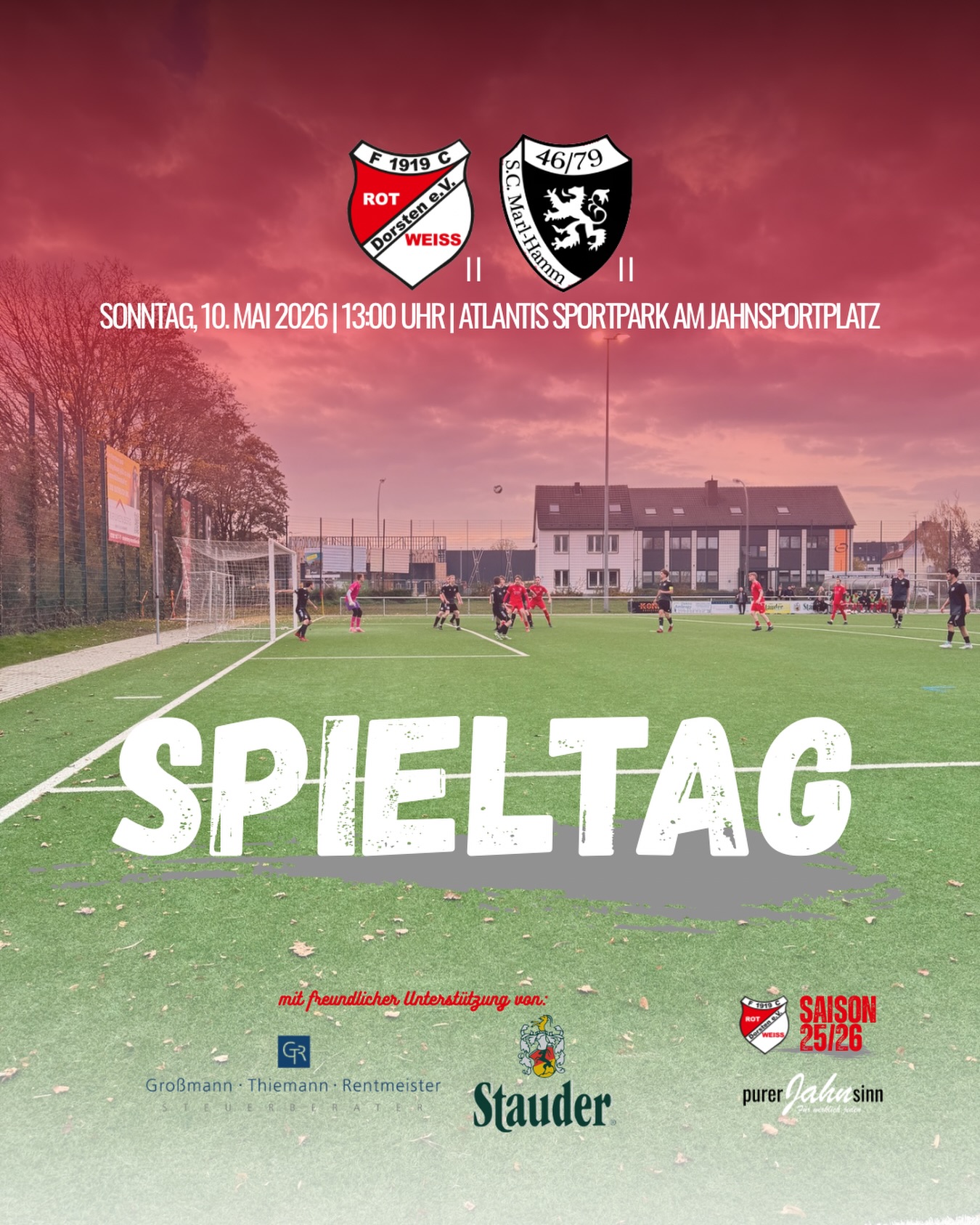 ?⚪ #thezwote will nachlegen! ⚽?
Unsere zweite Mannschaft empfängt am Sonntag den SC Marl-Hamm II am Jahnsportplatz! ?
? Sonntag, 10.05.2026
? Anstoß: 13:00 Uhr
? Atlantis Sportpark am Jahnsportplatz
In den vergangenen Jahren gab es zwischen beiden Teams immer wieder spannende und unterhaltsame Duelle – beste Voraussetzungen für das nächste packende Spiel! ?
? Für #thezwote ist das Ziel klar: 3 Punkte!
Im Saisonendspurt möchte das Team weiter in der Tabelle klettern und die Spielzeit erfolgreich abschließen.
? Kommt vorbei und unterstützt unsere Jungs! ?⚪