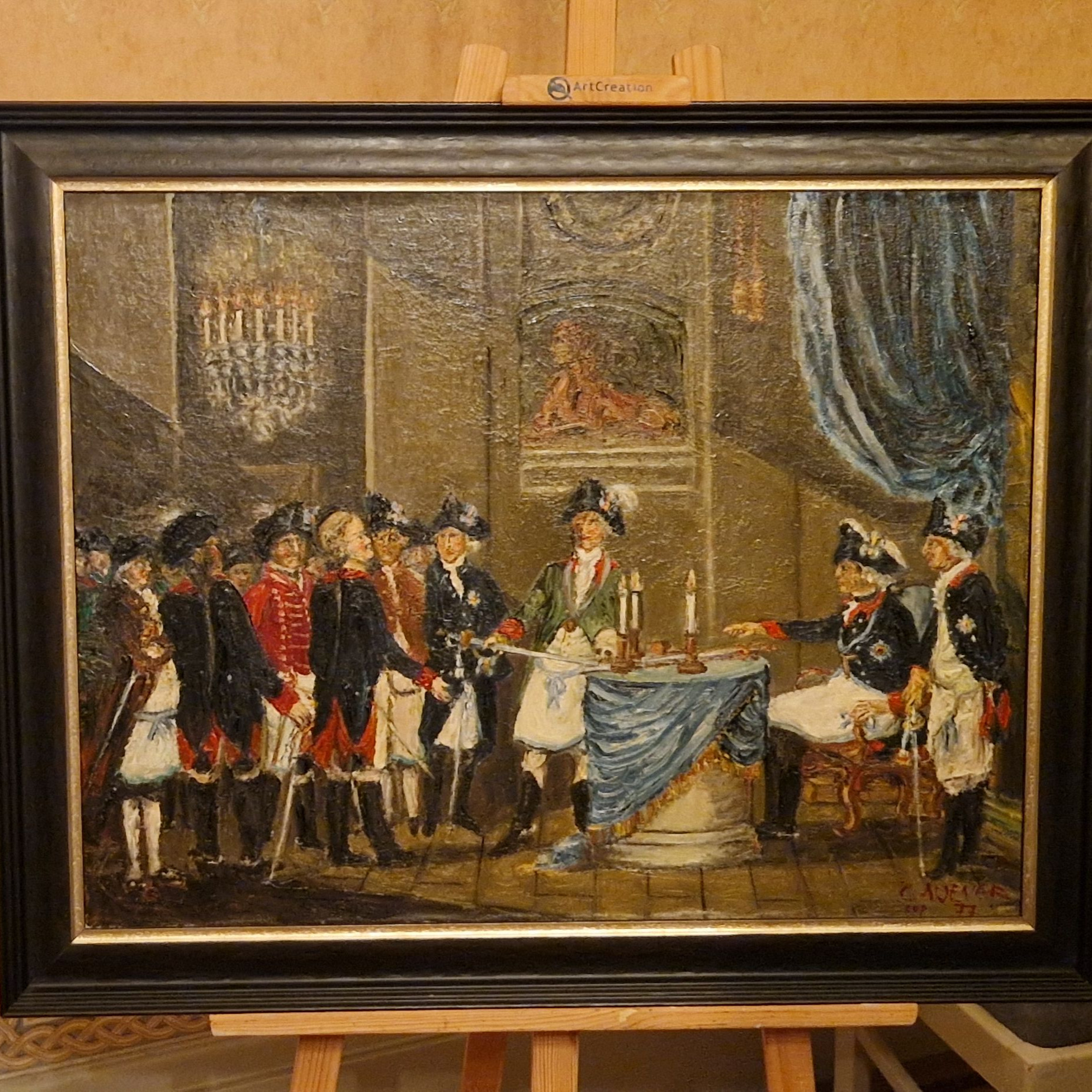 - Freimaurer Friedrich der Große
In vielen Logenhäusern Deutschlands hängt ein historisches Bild zur Freimaurerei, besser ein Faksimiledruck eben dieses. Einer unserer Brüder ist im Besitz einer seltenen gemalten Replik dieses berühmten Bildes. Unser Bruder hielt einen internen Vortrag darüber wie das Bild zu ihm gekommen ist und dessen Bedeutung.
Es zeigt die Aufnahme des Markgrafen Friedrich von Brandenburg-Bayreuth in den Freimaurerbund durch Friedrich den Großen 1740 im Schloss zu Rheinsberg.
#freimaurer #freemason #freimaurerbremen #bremerlogenhaus #bruderkette #Herderloge #Herder #bruederlichkeit #2b1ask1 #selfcare #selbsterkenntnis #sinnbild #bremen #Freimaurerei #humanitaer #afuamvd #humanitaet #herderlogebremen #friedrichdergrosse #preussen #preußen #rheinsberg
