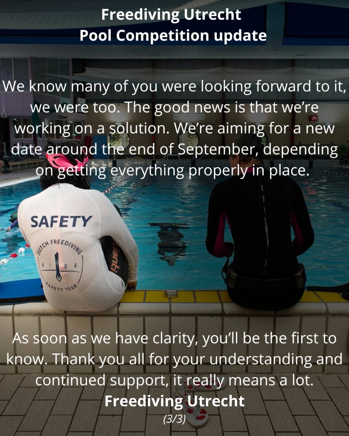 You might have been wondering why you heard so little about the annual pool completion in Zeist this year. Read the post to learn more about the situation and the unfortunate conclusion to cancelling the competition.
