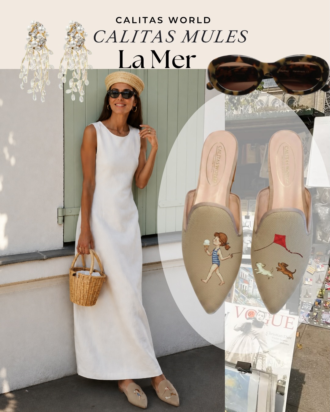 Somewhere between the city streets and old summer memories… there is La Mer ?????✨
A bouquet of chamomile in one hand ?
a warm breeze catching your hair
and somewhere, very far away, the sound of waves you can almost still hear ?✨
Our Calitas Heritage Walk La Mer mules in natural linen carry a little piece of that summer with them ?
A tiny girl in her striped swimsuit ??
an ice cream melting a little too quickly ?
a red kite dancing against the sky ?
and two little dogs running as if the afternoon might last forever ??✨
Every embroidery feels like a memory rescued from an old holiday photograph ?️✨
Handcrafted in Spain ?? in delicate natural linen and finished with exceptional artisanal care, they were designed for long lunches in the sun, flowers bought on the way home and days that feel beautifully unhurried ?☀️
Because perhaps the loveliest thing about summer is this:
it never really leaves.
Sometimes it simply follows you home ???