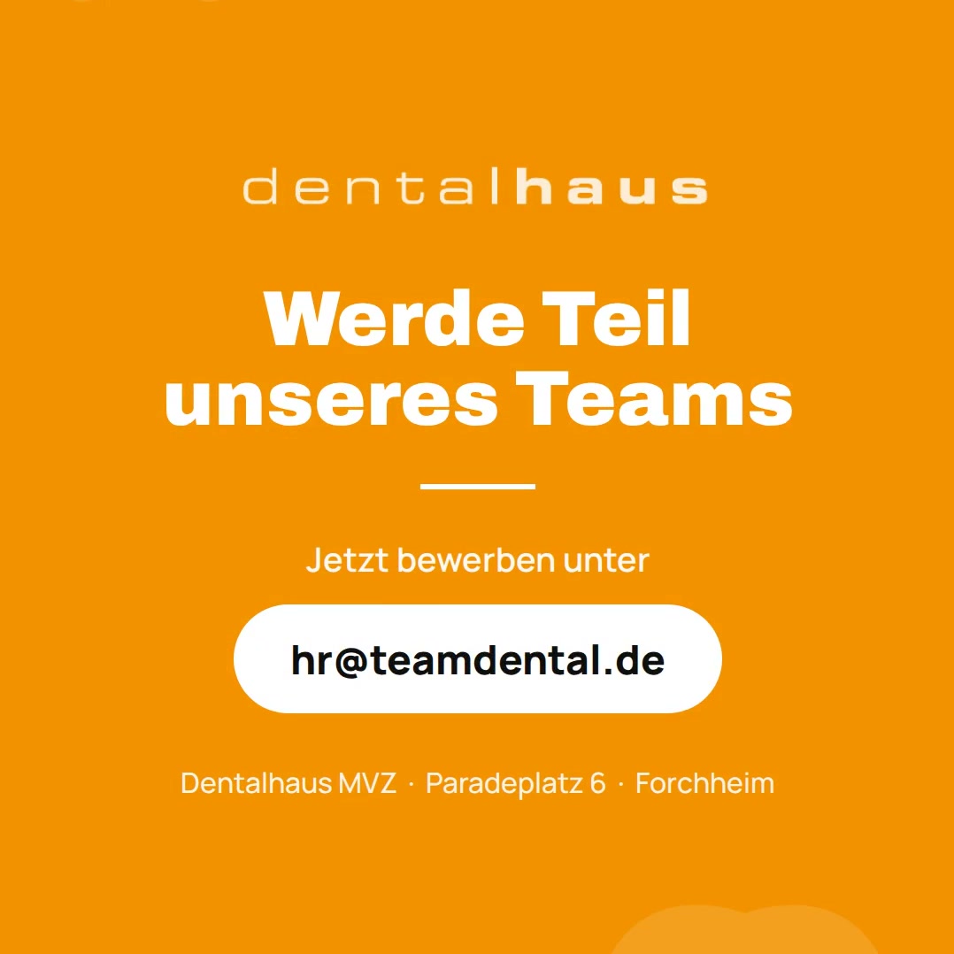 Zahnarzt / Zahnärztin (m/w/d) gesucht ?
Schwerpunkt: Endodontie & Prothetik
Moderne Ausstattung. Starkes Team. Faire Konditionen.
✅ Überdurchschnittliches Gehalt
✅ 30 Tage Urlaub + Bildungsurlaub
✅ Fortbildungsbudget
✅ Flexible Arbeitszeiten
Bewerbung: hr@teamdental.de
#Zahnarzt #Zahnärztin #Endodontie #Prothetik #Dentalhaus #Karriere #Nuernberg #forchheim