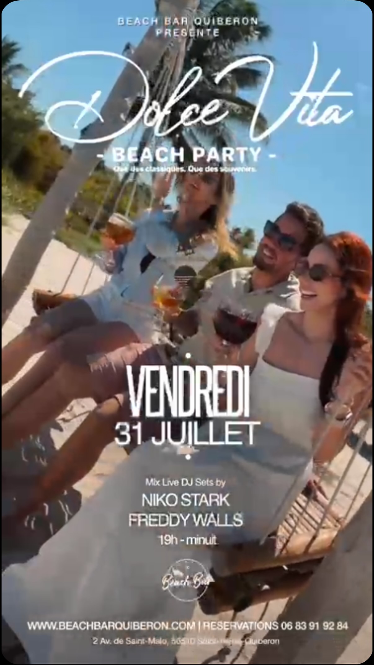 Réservez votre soirée du 31 juillet,
Tous nos souvenirs et les grands classiques qui nous ont fait danser.
19h 00h pour danser sur vos tubes préférés.
🤩 🤩🤩🤩
#beachbar #dance #music #feelgood #goodvibes