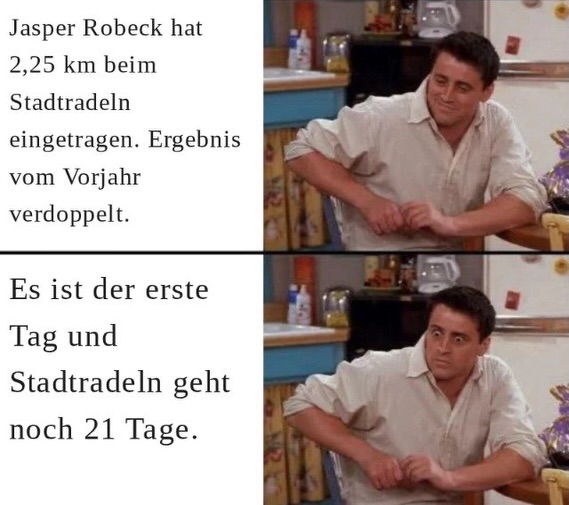 Stadtradeln 2026 hat begonnen - die Memes können auch nicht lange auf sich warten 🤡🚲
Unser Fraktionsvorsitzender Jasper Robeck geht besonders dieses Jahr mit gutem Beispiel voran😉
Radelt im Team #grünbewegt mit 💚
#erfurt #grüneerfurt #stadradeln #stadtradelnerfurt