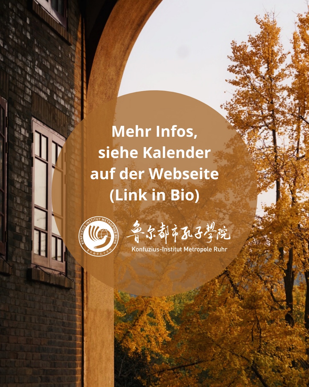 𝐍𝐢𝐡𝐚𝐨, 𝐒𝐞𝐩𝐭𝐞𝐦𝐛𝐞𝐫! 🎉Sehen wir uns am Wochenende auf dem Chinafest? Und vielleicht in unserer nagelneuen Schriftzeichen-Stunde?
Ein Einblick in unseren Kalender diesen Monat:
𝐄𝐢𝐧𝐬𝐭𝐢𝐞𝐠 𝐣𝐞𝐭𝐳𝐭 𝐦ö𝐠𝐥𝐢𝐜𝐡!
Chinesisch lernen · Kurse mit und ohne Vorkenntnisse | Ort je nach Kurs: VHS | Konfuzius-Institut | Online
Fr.-So. 04.-06.09.2026
Chinafest in Duisburg | Tradition trifft Moderne am Rhein | Vorplatz @theaterammarientor | Wir sind dabei zusammen mit 🤝 den wunderbaren @shaolin.wushu.essen , dem @konfuzius_institut_duesseldorf und dem Team vom @konfuziusinstitutpaderborn !
6.-20. Sept 2026
Luojia Summer Camp
Campus der Universität Wuhan
@whu_admission
Mo. 07.09.2026 | 16:00 - 18:30 Uhr
Let’s Go! Offener Spieletreff | Weiqi 围棋 | „Chinesisches Schach“
@stadtbibliothek.duisburg
Sa. 12.09.2026
HSK – Sprachprüfung im September 2026
Mo. 14.09.2026 | 16:00 - 18:30 Uhr
Let’s Go! Offener Spieletreff | Weiqi 围棋 | „Chinesisches Schach“
@stadtbibliothek.duisburg
Mo. 14.09.2026 | 17:30 - 19:00 Uhr
Schriftzeichen-Stunde Herbst
Systematisch Chinesisch lernen
17.09.2026 bis 08.10.2026
Bewerbung geöffnet: Sprachkurse Chinesisch
für alle Studierenden der @ude_uni_duisburg_essen
@sprachkurse.ude
Sa. 19.09.2026 | 12:00 - 16:00 Uhr
Tag des lebendigen Chinesischen Gartens
Zu Gast @zooduisburg
Sa. 19.09.2026 | 14:00 - 15:00 Uhr
Chinesischkurse für Kinder | Start & Schnupperstunde
Unterricht als Fremdsprache oder Muttersprache
Mo. 21.09.2026 | 16:00 - 18:30 Uhr
Let’s Go! Offener Spieletreff | Weiqi 围棋 | „Chinesisches Schach“
@stadtbibliothek.duisburg
Sa.-So. 26.-27.09.2026 | 15:00 - 17:00 Uhr
Festival „KlangBegegnung V“
So. 27.09.2026
Anmeldeschluss Online Tea-Tasting
Honig ohne Bienen
Mo. 28.09.2026 | 16:00 - 18:30 Uhr
Let’s Go! Offener Spieletreff | Weiqi 围棋 | „Chinesisches Schach“
@stadt.bibliothek.duisburg
Alle Infos zu den Veranstaltungen findet ihr im Kalender auf unserer Webseite, Link in Bio.