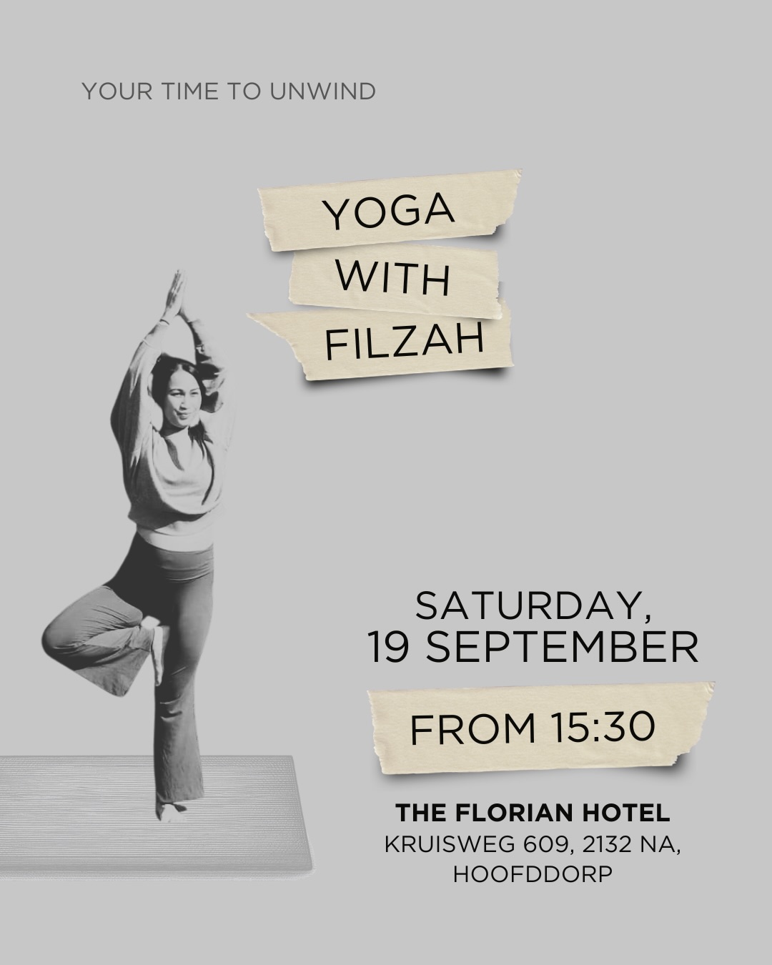 ?♀️ Yoga at The Florian, everyone is welcome!
Whether you’re staying with us, living nearby, or simply looking for a moment to slow down — come as you are and flow with Filzah.
Her gentle yet energising Vinyasa classes are designed for all levels, combining mindful movement, breath, and a supportive atmosphere to help you reset and recharge.
? Saturday, 19 September 2026
? From 15:30
? The Florian Hotel (Hoofddorp)
No experience needed — just come in comfortable sports clothes and bring your good energy. ?
? Free for Florian guests
? €5 for non-guests
Spaces are limited to 15 students, so make sure to reserve your spot before we’re fully booked!
Interested? Send us a message or email murillo@florian-hotels.com and we’ll secure your spot. ?
#YogaAtTheFlorian #VinyasaYoga #Hoofddorp #YogaCommunity #TheFlorian