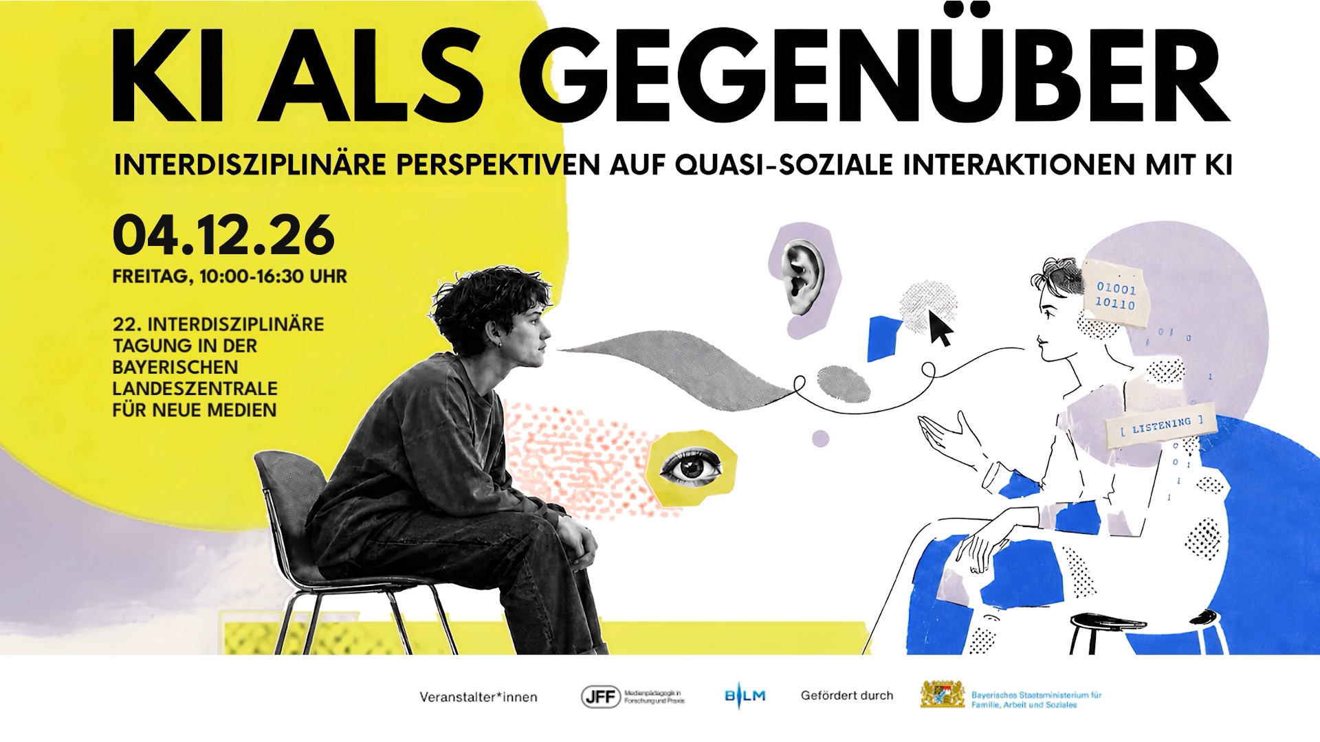 Wie erleben junge Menschen KI-Chatbots? Wann wird aus einem digitalen Werkzeug ein quasi-soziales Gegenüber und was bedeutet das für Medienpädagogik und pädagogische Praxis?
Unsere Tagung bringt aktuelle Forschung, psychologische Perspektiven und konkrete pädagogische Ansätze zusammen.
Auf dem Programm stehen unter anderem:
🔹 Einblicke in die JFF-Forschung zur Nutzung und Wahrnehmung von KI-Chatbots durch junge Menschen
🔹 psychologische Perspektiven auf Chatbots als quasi-soziale Gegenüber
🔹 KI-Tools in der Pädagogik: von der Entwicklung bis zur praktischen Umsetzung
🔹 Poster-Sessions und interaktive Angebote zum Austausch und Ausprobieren
🔹 zum Abschluss der Live-Podcast „Wie kann ich dir heute helfen?“ über Leben und Aufwachsen mit KI
Moderiert wird der Tag von Journalistin Christina Wolf. Den Live-Podcast moderiert Kati Struckmeyer, Host von „mehr merz“ und Redakteurin der merz | medien + erziehung @merz_zeitschrift
👉 Die Anmeldung ist ab sofort möglich auf id-tagung.de. Wir freuen uns auf einen Tag voller Impulse, Diskussionen und Austausch rund um die Frage, wie KI das Aufwachsen junger Menschen verändert.
#Medienpädagogik #KünstlicheIntelligenz #KI #Jugend #Medienbildung #Forschung #Pädagogik #jff_de @blm_bayernliebtmedien